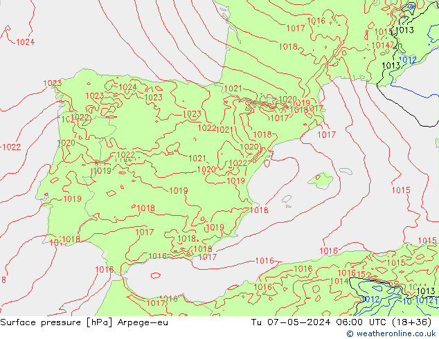 Yer basıncı Arpege-eu Sa 07.05.2024 06 UTC