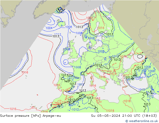 Bodendruck Arpege-eu So 05.05.2024 21 UTC