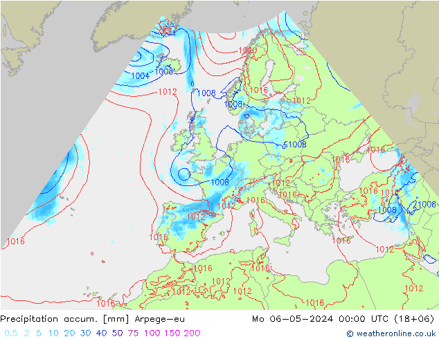 Precipitation accum. Arpege-eu  06.05.2024 00 UTC