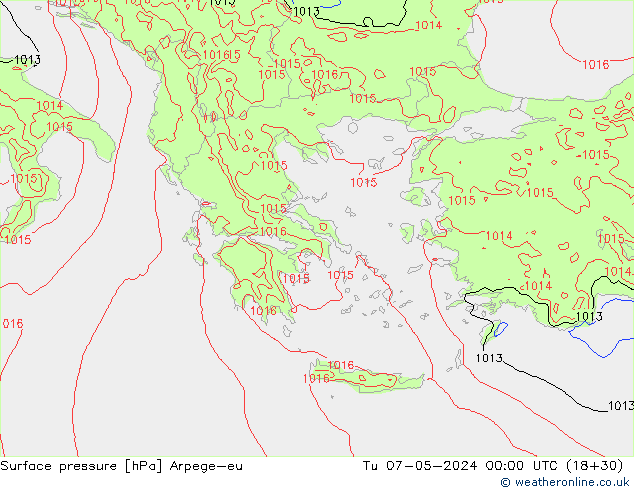 pressão do solo Arpege-eu Ter 07.05.2024 00 UTC