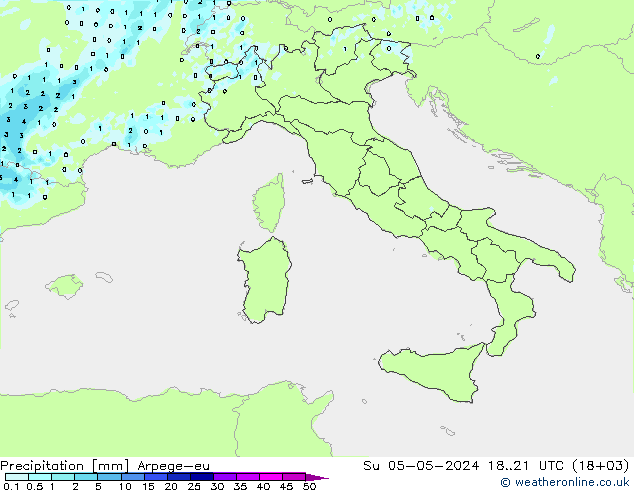 Yağış Arpege-eu Paz 05.05.2024 21 UTC