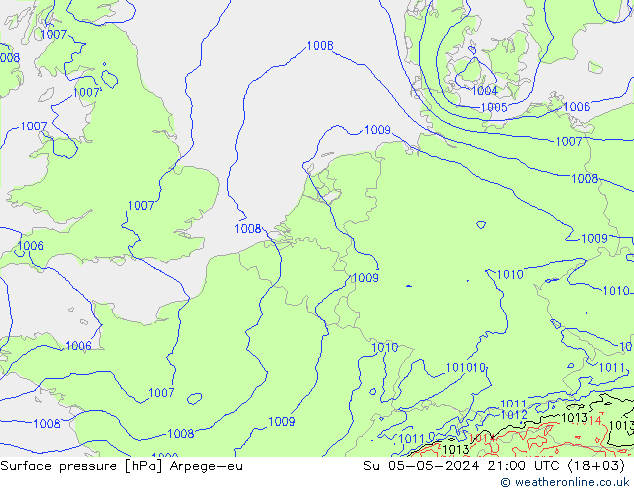 Surface pressure Arpege-eu Su 05.05.2024 21 UTC