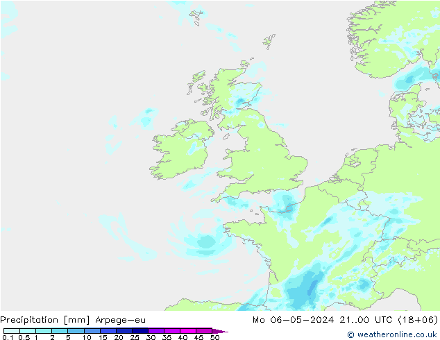 Precipitation Arpege-eu Mo 06.05.2024 00 UTC