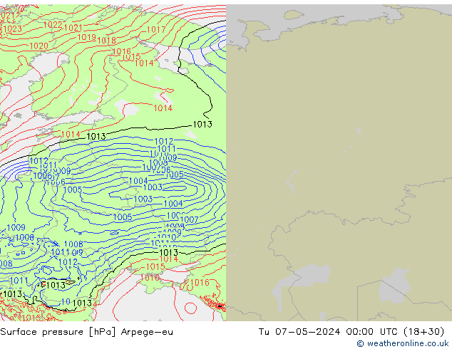 Luchtdruk (Grond) Arpege-eu di 07.05.2024 00 UTC