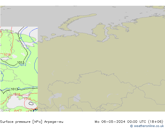 Pressione al suolo Arpege-eu lun 06.05.2024 00 UTC