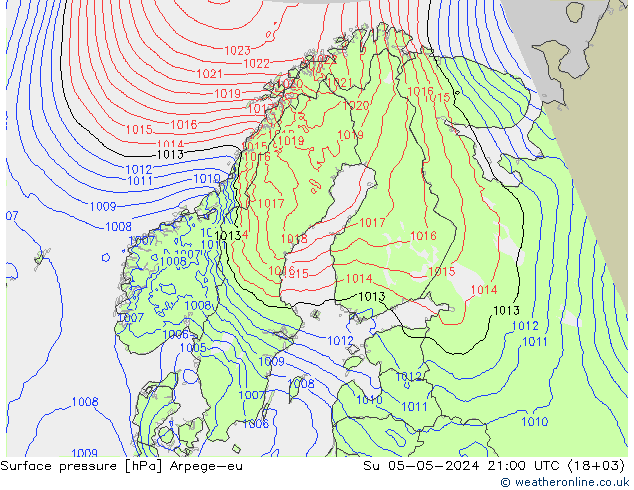 Surface pressure Arpege-eu Su 05.05.2024 21 UTC