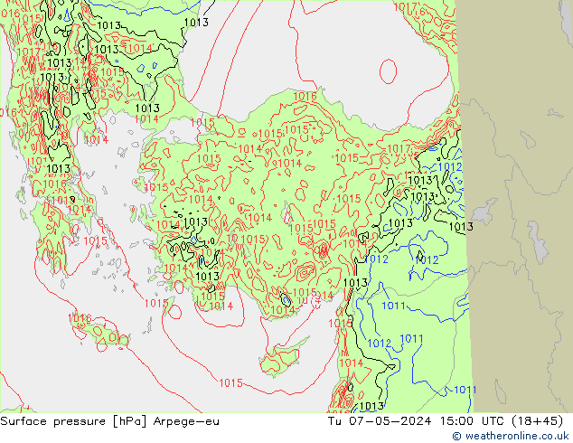 Pressione al suolo Arpege-eu mar 07.05.2024 15 UTC