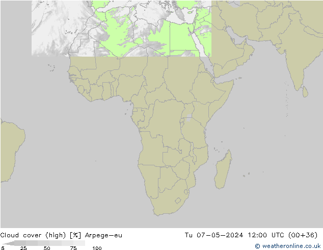Nuages (élevé) Arpege-eu mar 07.05.2024 12 UTC