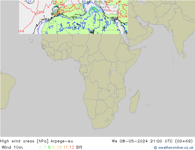 Windvelden Arpege-eu wo 08.05.2024 21 UTC