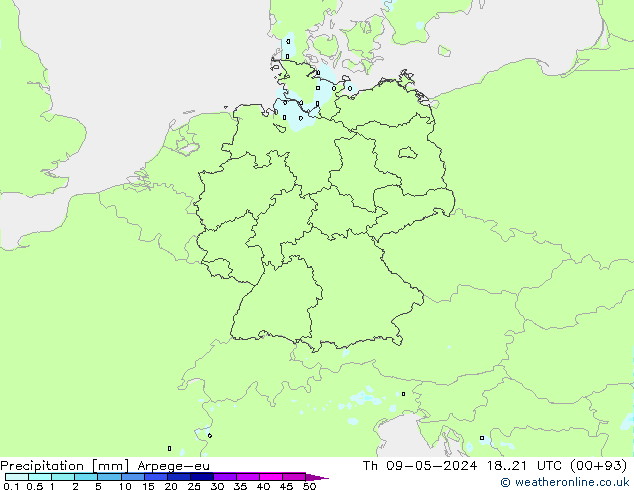 Precipitazione Arpege-eu gio 09.05.2024 21 UTC