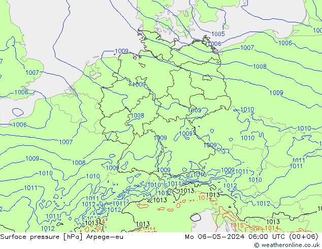 Atmosférický tlak Arpege-eu Po 06.05.2024 06 UTC