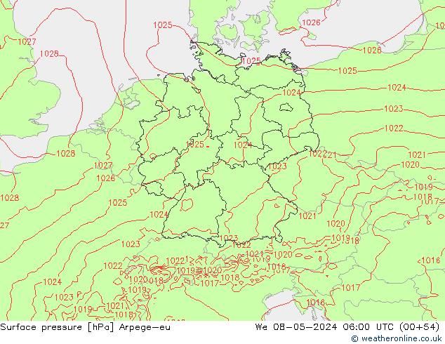 Luchtdruk (Grond) Arpege-eu wo 08.05.2024 06 UTC