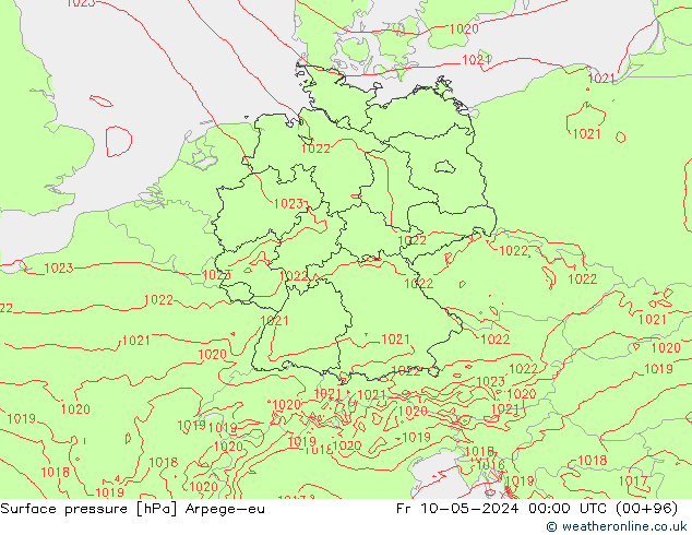 Surface pressure Arpege-eu Fr 10.05.2024 00 UTC