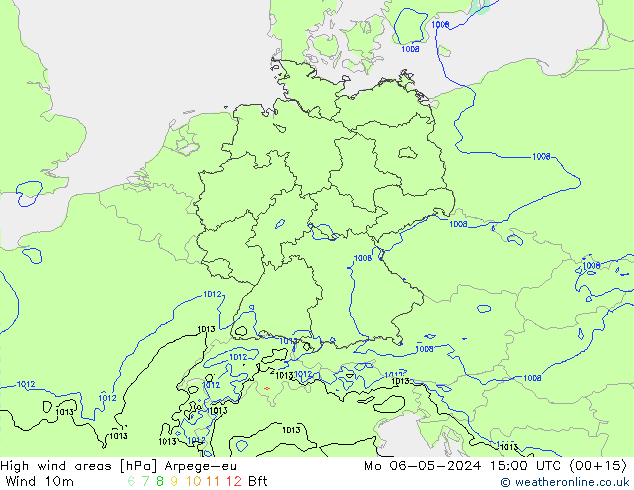 High wind areas Arpege-eu Seg 06.05.2024 15 UTC