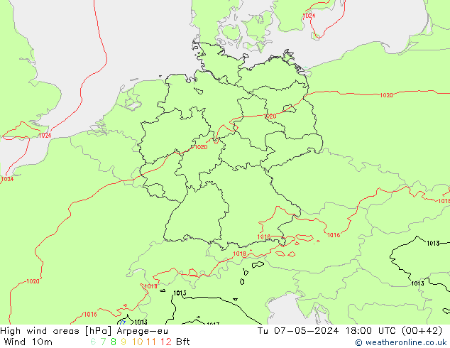 High wind areas Arpege-eu Ter 07.05.2024 18 UTC