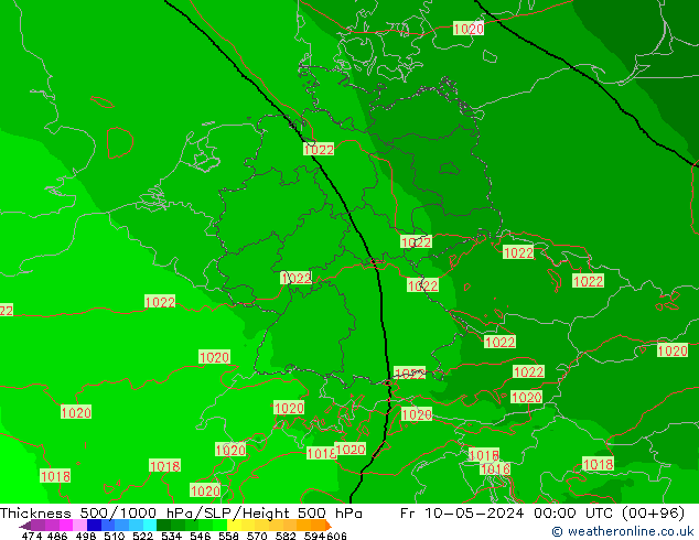 Thck 500-1000hPa Arpege-eu Fr 10.05.2024 00 UTC