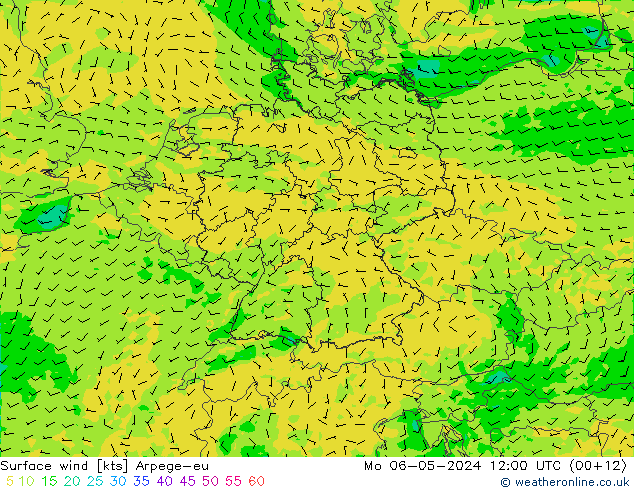 Viento 10 m Arpege-eu lun 06.05.2024 12 UTC