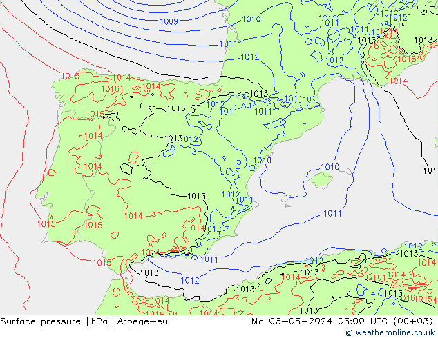 приземное давление Arpege-eu пн 06.05.2024 03 UTC