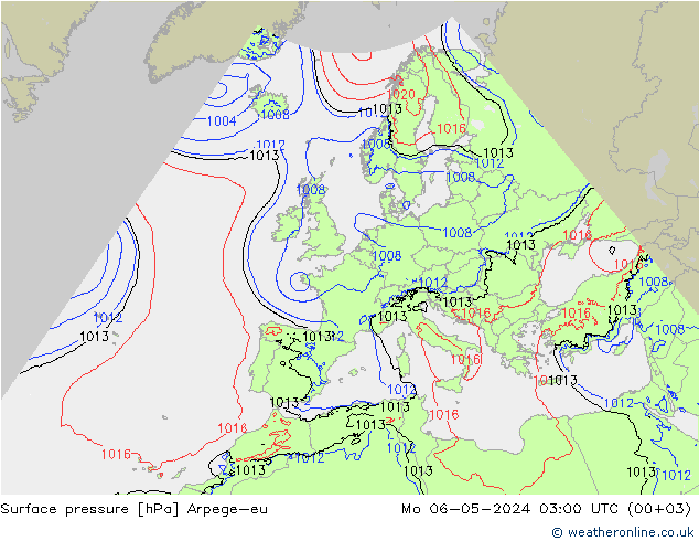 приземное давление Arpege-eu пн 06.05.2024 03 UTC