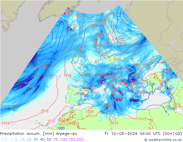 Precipitation accum. Arpege-eu  10.05.2024 06 UTC