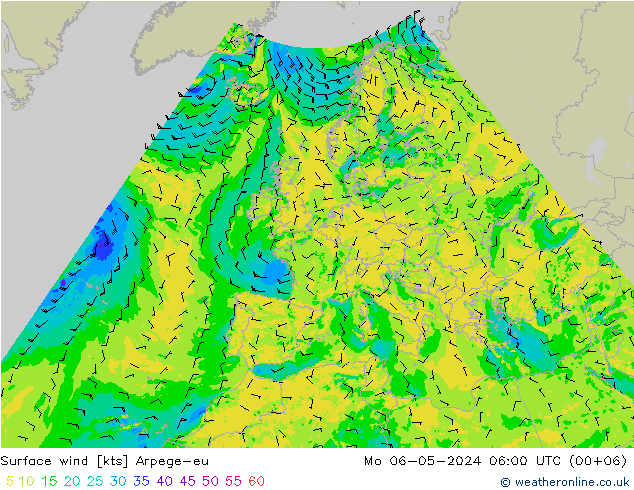 Rüzgar 10 m Arpege-eu Pzt 06.05.2024 06 UTC