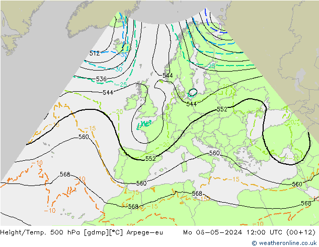 Height/Temp. 500 hPa Arpege-eu pon. 06.05.2024 12 UTC