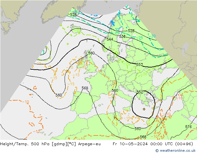 Height/Temp. 500 hPa Arpege-eu Fr 10.05.2024 00 UTC