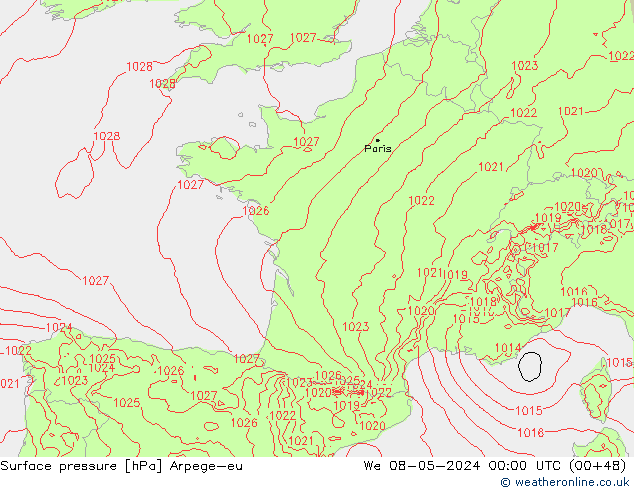 приземное давление Arpege-eu ср 08.05.2024 00 UTC