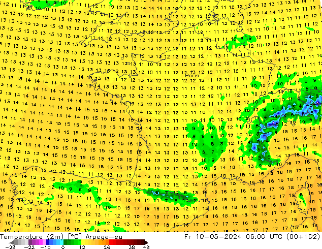 Temperature (2m) Arpege-eu Fr 10.05.2024 06 UTC