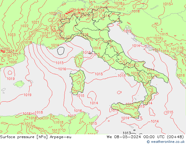 pressão do solo Arpege-eu Qua 08.05.2024 00 UTC