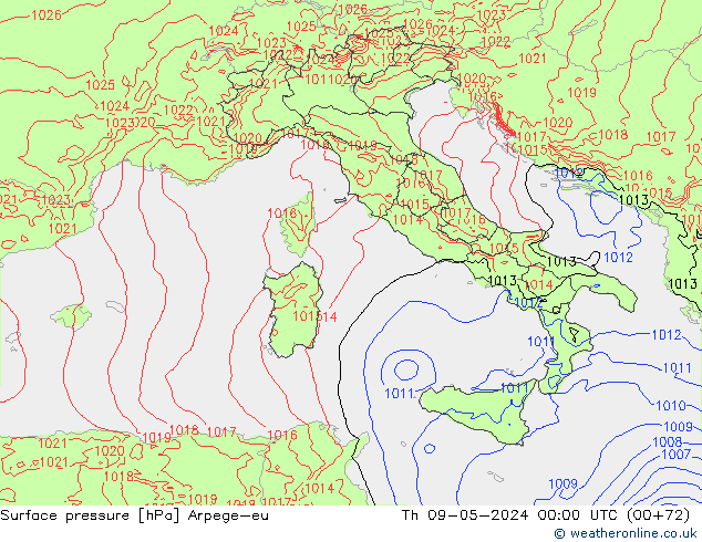 Yer basıncı Arpege-eu Per 09.05.2024 00 UTC