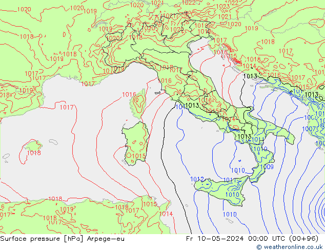 Pressione al suolo Arpege-eu ven 10.05.2024 00 UTC
