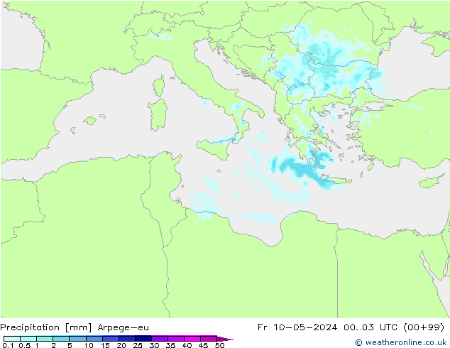 Srážky Arpege-eu Pá 10.05.2024 03 UTC