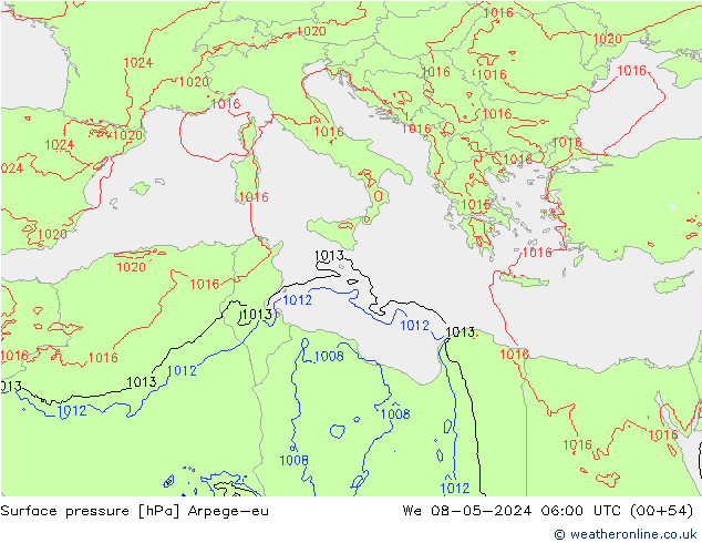 Yer basıncı Arpege-eu Çar 08.05.2024 06 UTC