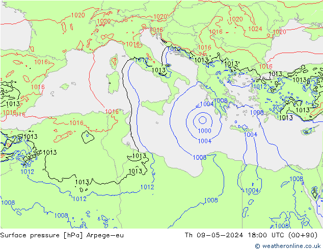 pressão do solo Arpege-eu Qui 09.05.2024 18 UTC