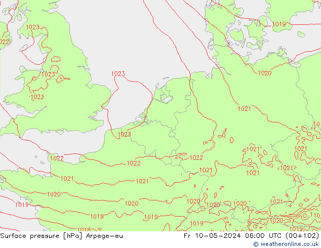 Luchtdruk (Grond) Arpege-eu vr 10.05.2024 06 UTC