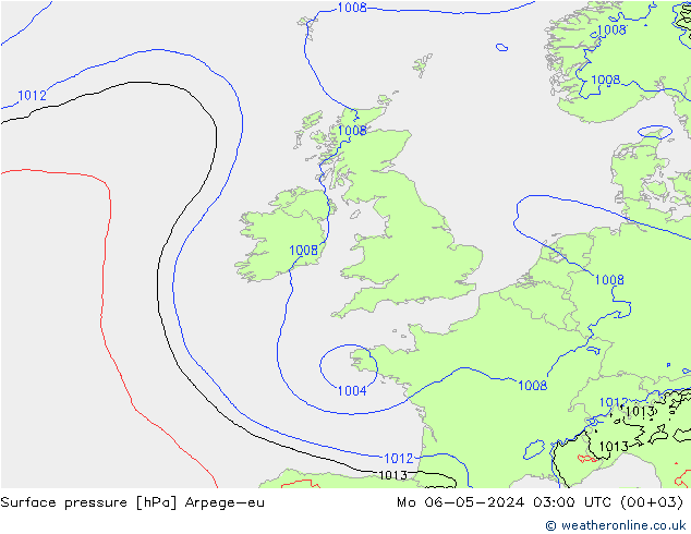 pressão do solo Arpege-eu Seg 06.05.2024 03 UTC