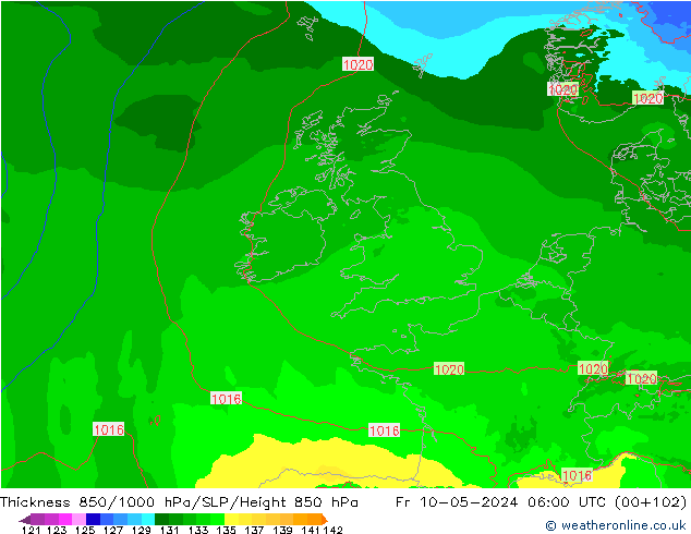 Thck 850-1000 hPa Arpege-eu  10.05.2024 06 UTC