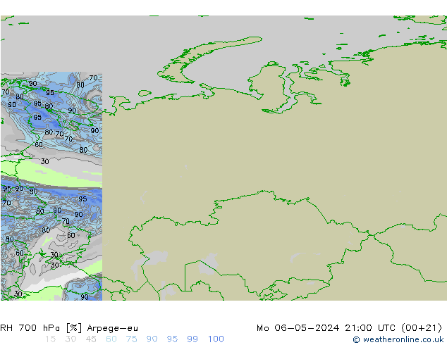 700 hPa Nispi Nem Arpege-eu Pzt 06.05.2024 21 UTC
