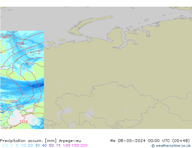 Precipitation accum. Arpege-eu We 08.05.2024 00 UTC