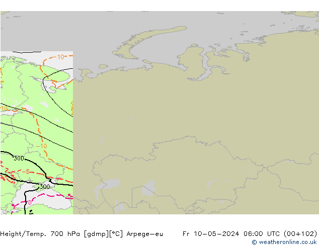 Height/Temp. 700 hPa Arpege-eu Fr 10.05.2024 06 UTC