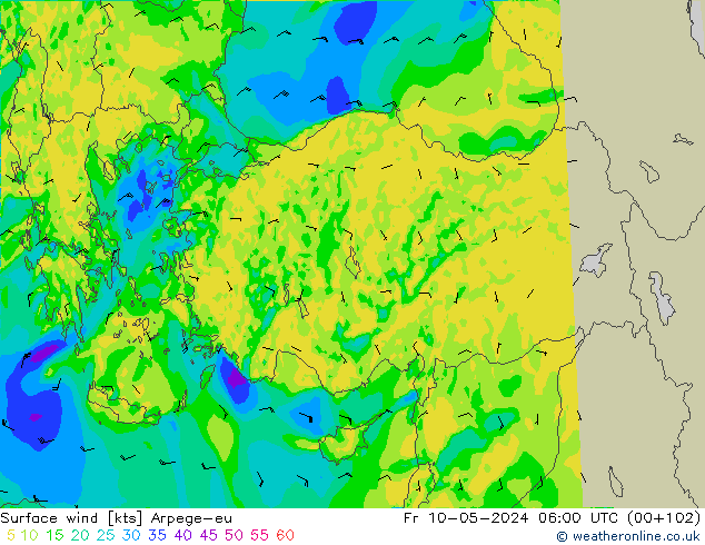 Surface wind Arpege-eu Fr 10.05.2024 06 UTC