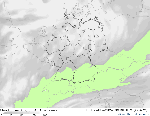 Bewolking (Hoog) Arpege-eu do 09.05.2024 06 UTC