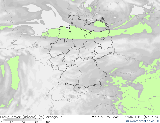 Nubes medias Arpege-eu lun 06.05.2024 09 UTC