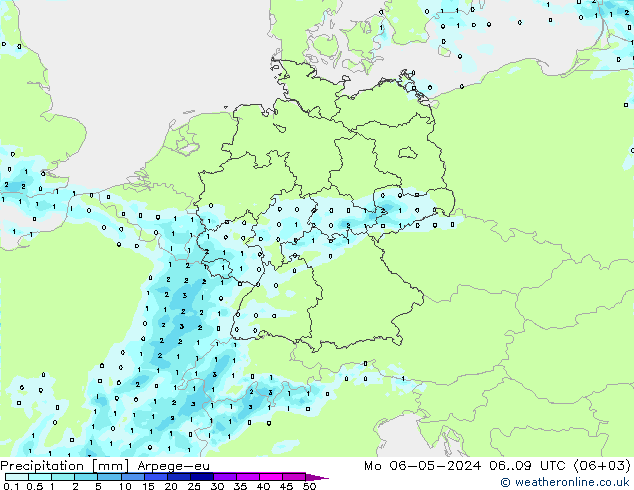 Precipitation Arpege-eu Mo 06.05.2024 09 UTC