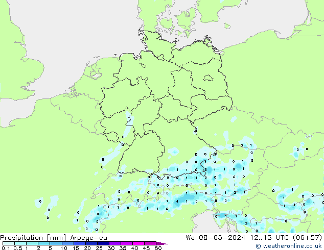 Precipitación Arpege-eu mié 08.05.2024 15 UTC