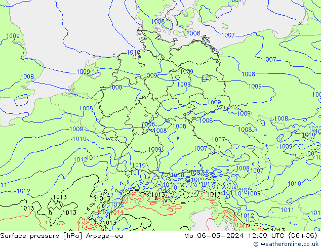 Presión superficial Arpege-eu lun 06.05.2024 12 UTC