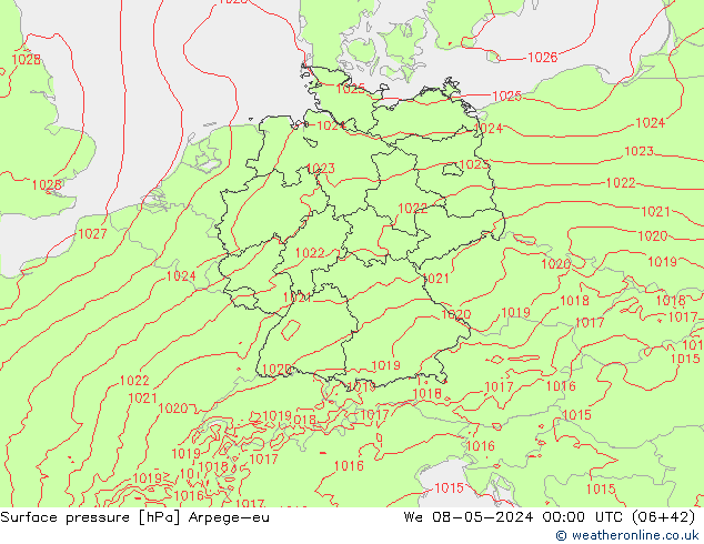 pressão do solo Arpege-eu Qua 08.05.2024 00 UTC