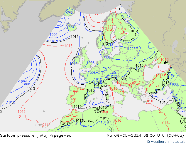 Bodendruck Arpege-eu Mo 06.05.2024 09 UTC