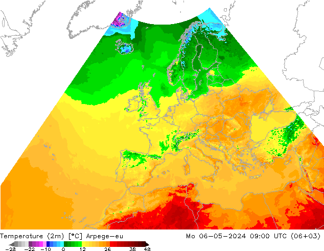 карта температуры Arpege-eu пн 06.05.2024 09 UTC
